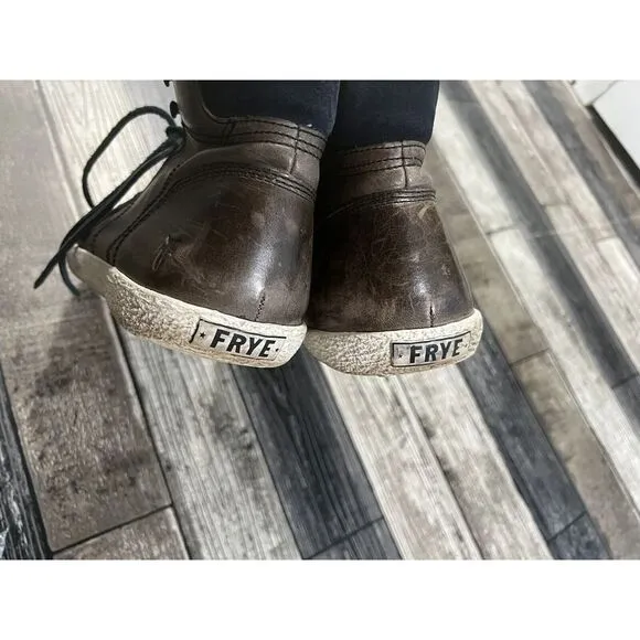 Frye  Tall Lace Sneakers Shoes Brown 7200063  Leather High Top Zip Sz: 11‎
