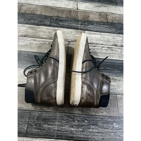 Frye  Tall Lace Sneakers Shoes Brown 7200063  Leather High Top Zip Sz: 11‎