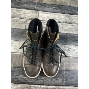 Frye  Tall Lace Sneakers Shoes Brown 7200063  Leather High Top Zip Sz: 11‎