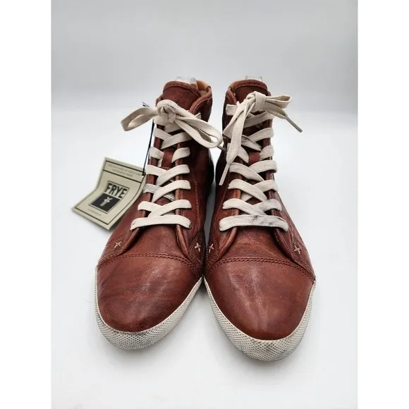 FYRE Melanie Leather High Top Sneakers Chukka Boots Cognac Distressed