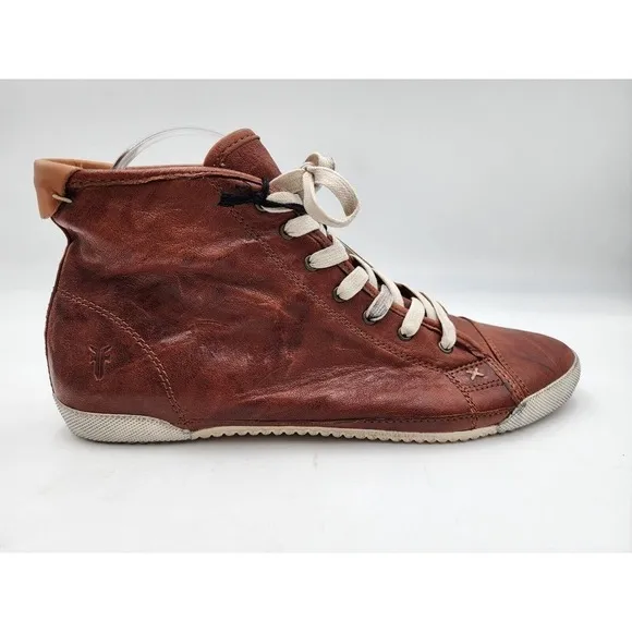 FYRE Melanie Leather High Top Sneakers Chukka Boots Cognac Distressed