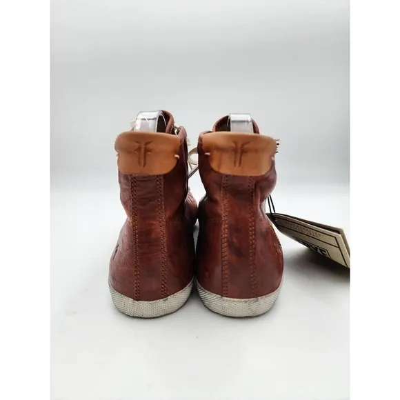FYRE Melanie Leather High Top Sneakers Chukka Boots Cognac Distressed