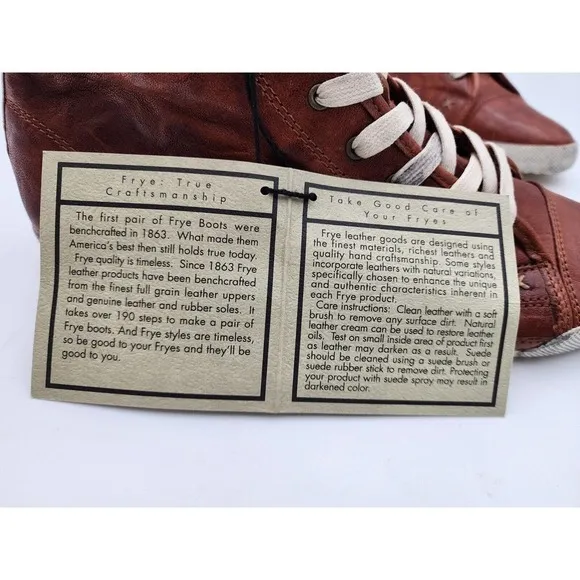 FYRE Melanie Leather High Top Sneakers Chukka Boots Cognac Distressed