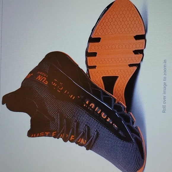 FZUU Mens Athletic Running Walking Non Slip Sneakers knit gray orange sz 12 NEW…