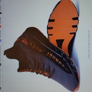 FZUU Mens Athletic Running Walking Non Slip Sneakers knit gray orange sz 12 NEW…