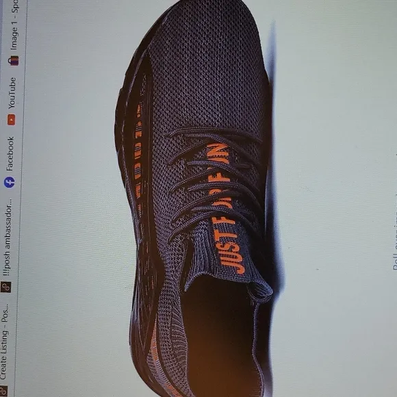 FZUU Mens Athletic Running Walking Non Slip Sneakers knit gray orange sz 12 NEW…