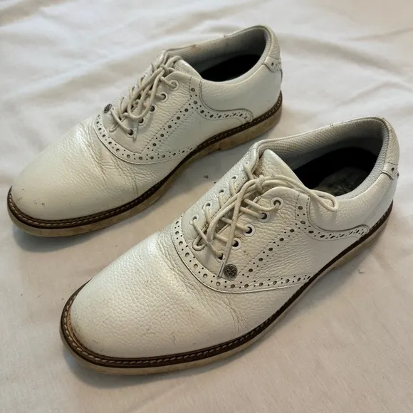 G/Fore 11.5 Saddle Gallivanter White Leather Golf Cleats Shoes