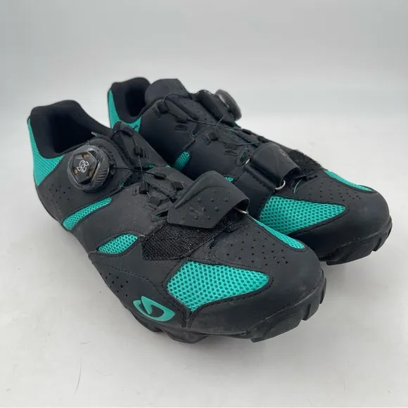 Giro Womens Sage Boa-SZ 9-Green Black Mountain Biking Spin Cycle Shoes