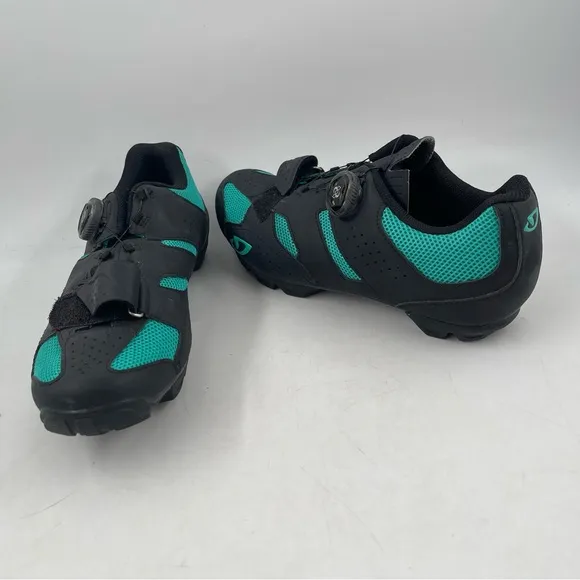 Giro Womens Sage Boa-SZ 9-Green Black Mountain Biking Spin Cycle Shoes