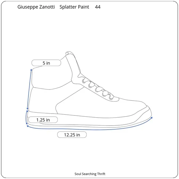 Giuseppe Zanotti Hi Top Splatter Gold and Blue Paint Sneaker Made in Italy 44