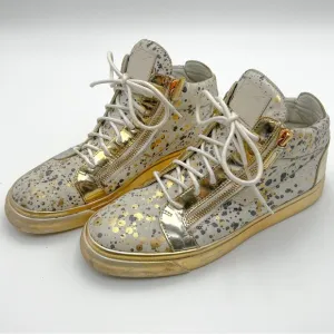 Giuseppe Zanotti Hi Top Splatter Gold and Blue Paint Sneaker Made in Italy 44