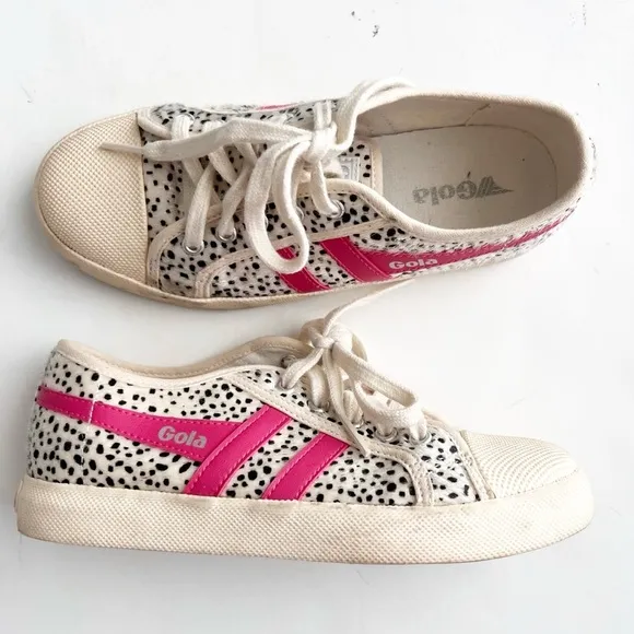 Gola Coaster Cheetah Sneakers Shoes Pink Kids Child size 2 lace up tennis shoes