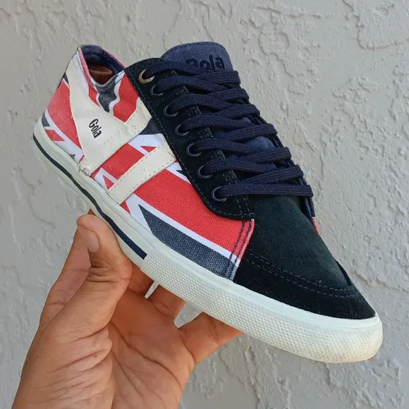 Gola White &amp; Red Quota Union Jack Low Cut Sneaker