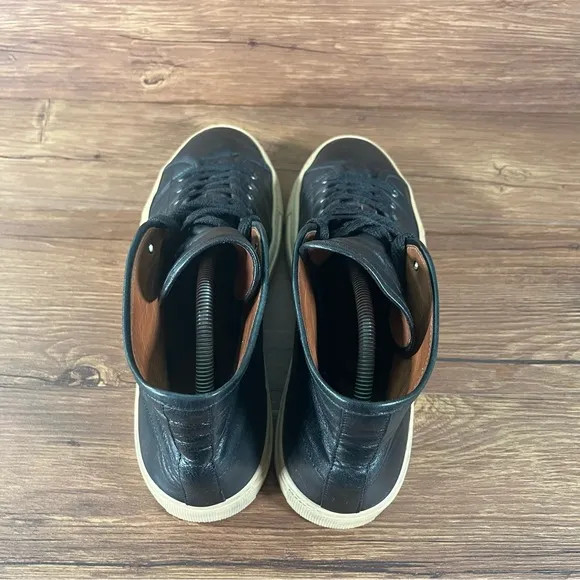 GUSTIN Black Leather High Top Sneakers Men’s Size 10 Shoes Made in Italy