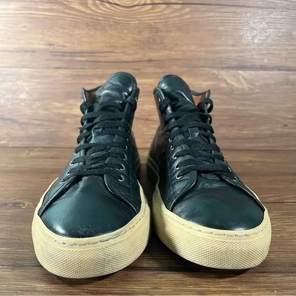 GUSTIN Black Leather High Top Sneakers Men’s Size 10 Shoes Made in Italy