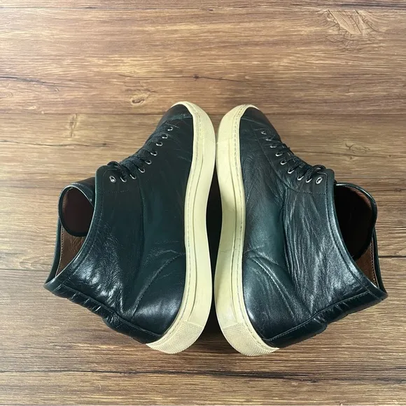 GUSTIN Black Leather High Top Sneakers Men’s Size 10 Shoes Made in Italy