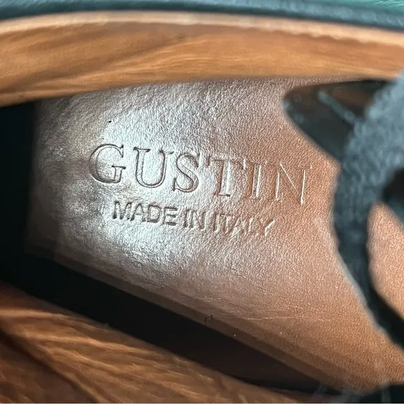 GUSTIN Black Leather High Top Sneakers Men’s Size 10 Shoes Made in Italy