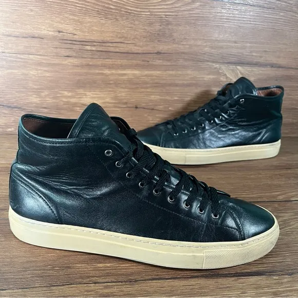 GUSTIN Black Leather High Top Sneakers Men’s Size 10 Shoes Made in Italy