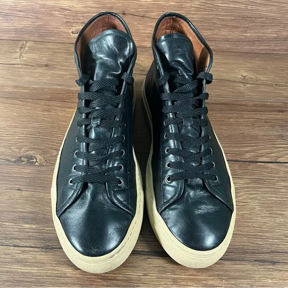 GUSTIN Black Leather High Top Sneakers Men’s Size 10 Shoes Made in Italy