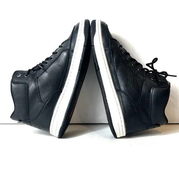 Harley-Davidson D93131 Mens 11.5 Black Leather Lifestyle Sneakers High Top Shoes
