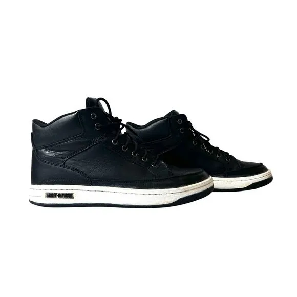 Harley-Davidson D93131 Mens 11.5 Black Leather Lifestyle Sneakers High Top Shoes