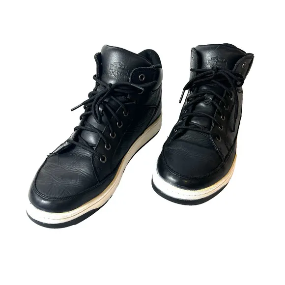Harley-Davidson D93131 Mens 11.5 Black Leather Lifestyle Sneakers High Top Shoes