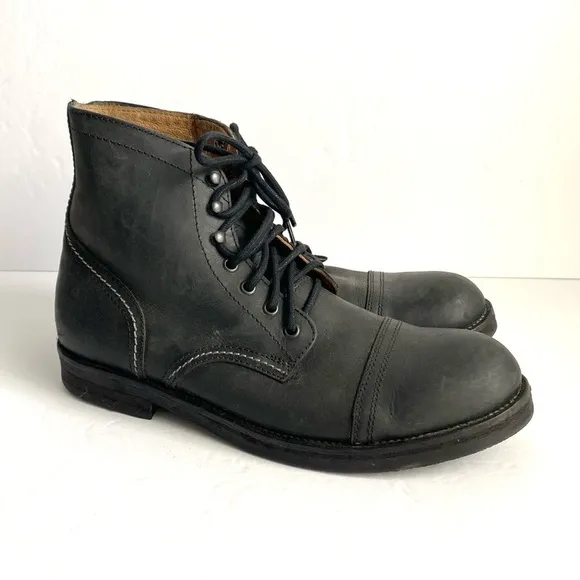 Hawkins Combat Boots Black Leather Lace Up Shoes Outdoor Military Mens 41 US 8