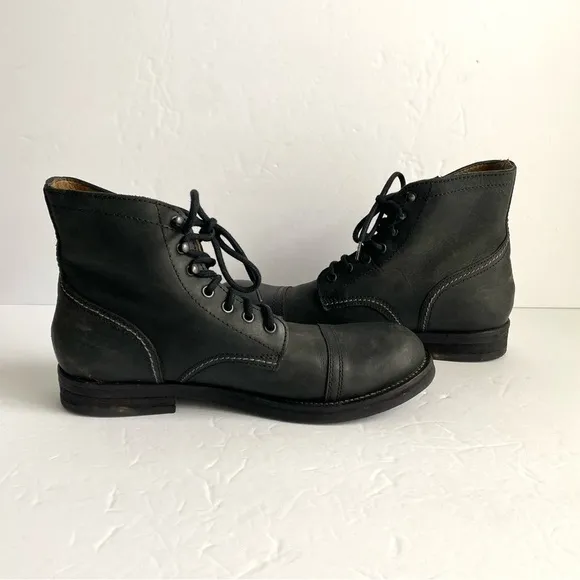 Hawkins Combat Boots Black Leather Lace Up Shoes Outdoor Military Mens 41 US 8