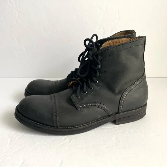 Hawkins Combat Boots Black Leather Lace Up Shoes Outdoor Military Mens 41 US 8