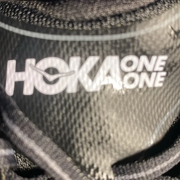 Hoka Black and White Athletic Shoes with Ribbed Upper
