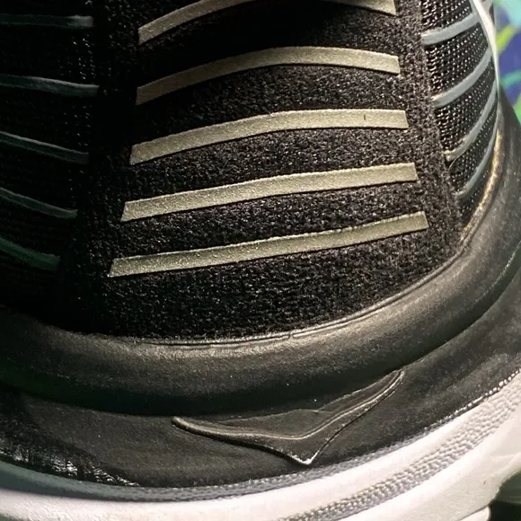 Hoka Black and White Athletic Shoes with Ribbed Upper