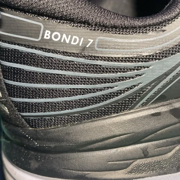 Hoka Black and White Athletic Shoes with Ribbed Upper