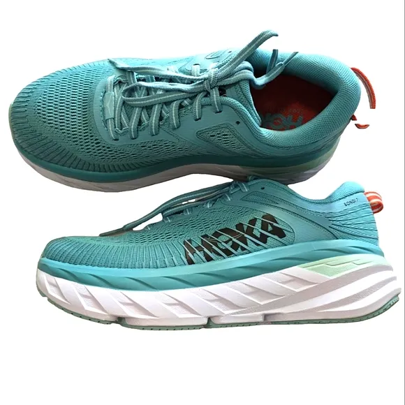 Hoka Bondi 7 Teal Road Running Shoes Eggshell Blue Women's 6.5