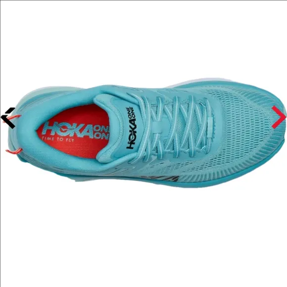 Hoka Bondi 7 Teal Road Running Shoes Eggshell Blue Women's 6.5