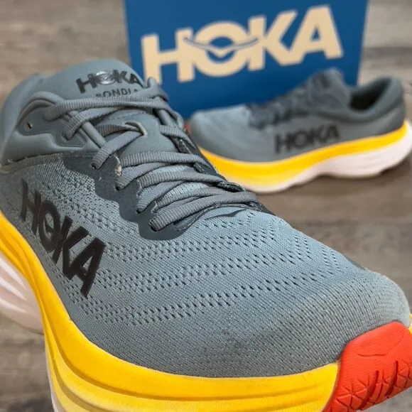 Hoka Bondi 8 'Goblin Blue Mountain Spring' Running Shoes Men's Size 11 4E X-Wide