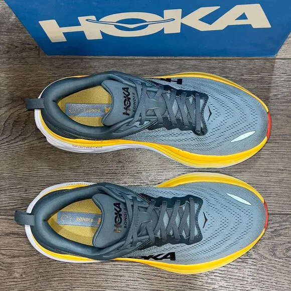 Hoka Bondi 8 'Goblin Blue Mountain Spring' Running Shoes Men's Size 11 4E X-Wide