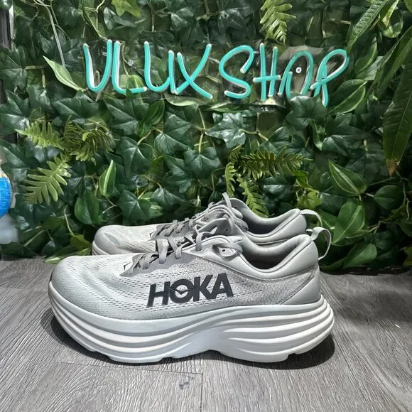 Hoka Bondi 8 Shoes Mens 11 2E Sharkskin Harbor Mist Road Jogging Trainer