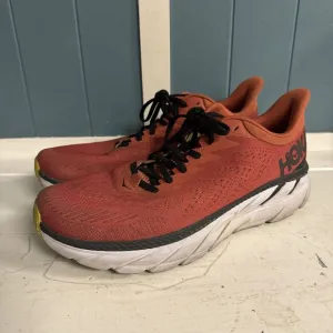 Hoka Clifton 7 Mens 10 Road Running Trainer Stability Comfort Red White Shoes