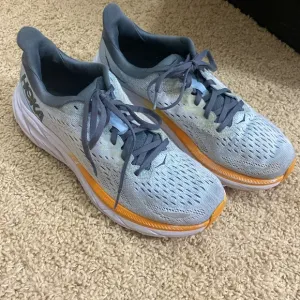 Hoka Clifton 8 athletic shoes sneakers gray orange size 8 preowned