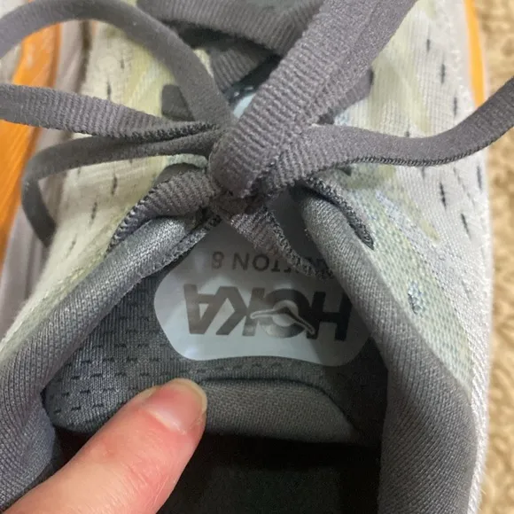 Hoka Clifton 8 athletic shoes sneakers gray orange size 8 preowned