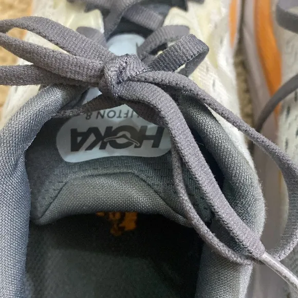 Hoka Clifton 8 athletic shoes sneakers gray orange size 8 preowned