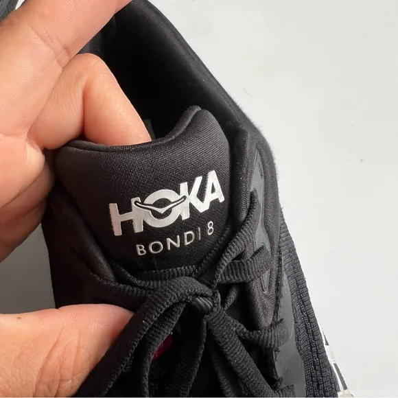 Hoka M Bondi 8 Black White Athletic Road Running Shoes 12D