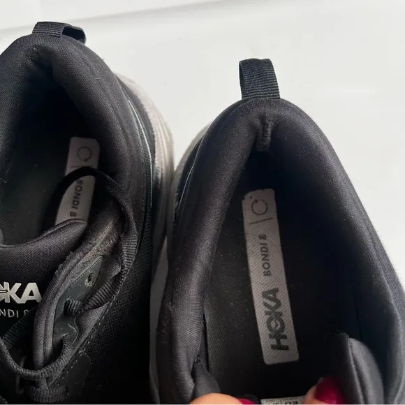 Hoka M Bondi 8 Black White Athletic Road Running Shoes 12D