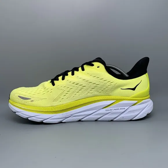 Hoka One Clifton 8 Yellow Road Running Shoes Men's Sz 12D