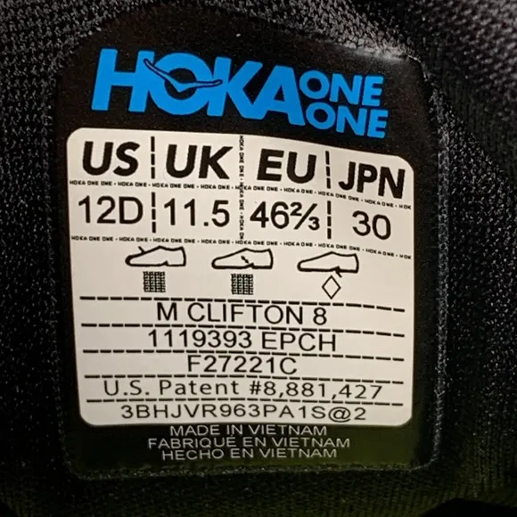 Hoka One Clifton 8 Yellow Road Running Shoes Men's Sz 12D