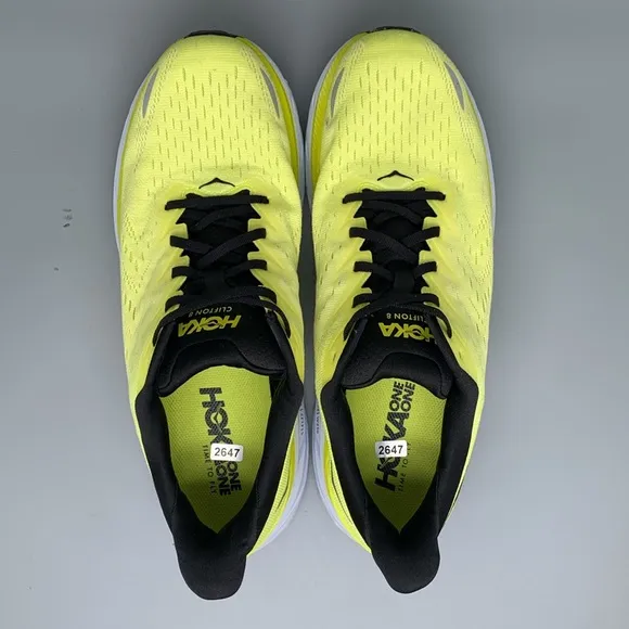 Hoka One Clifton 8 Yellow Road Running Shoes Men's Sz 12D