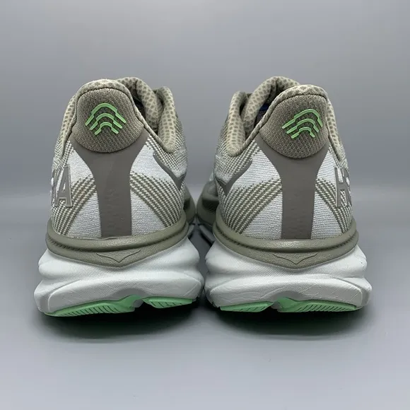 Hoka One Clifton 9 Gray Green Road Running Shoes Men's Sz 12D