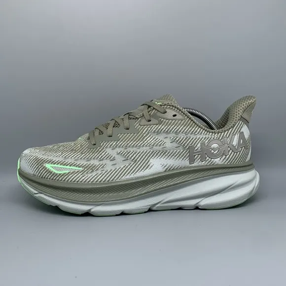 Hoka One Clifton 9 Gray Green Road Running Shoes Men's Sz 12D