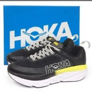Hoka One One Bondi 6 Black White Mesh Size 7.5 New in box Mens Running Shoes