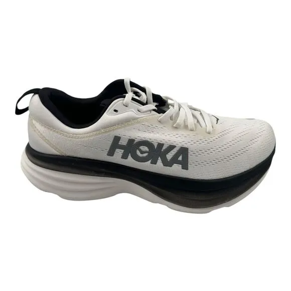 Hoka One One Bondi 8 White Black Men Runner Road Running Shoes 1123202 Sz 9D